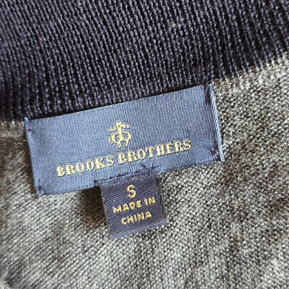 NWOT  -  BROOKS BROTHERS Merino Wool Argyle Quarter Zip Sweater sz S - Picture 7 of 13